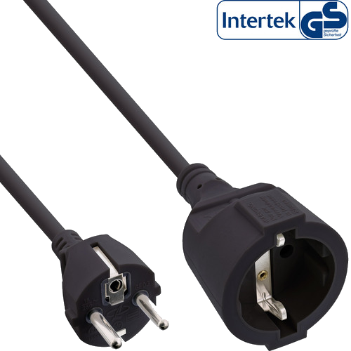 InLine® Schutzkontakt-Verlängerungskabel, CEE 7/7, H05VV-F3G1,5, schwarz, 2m