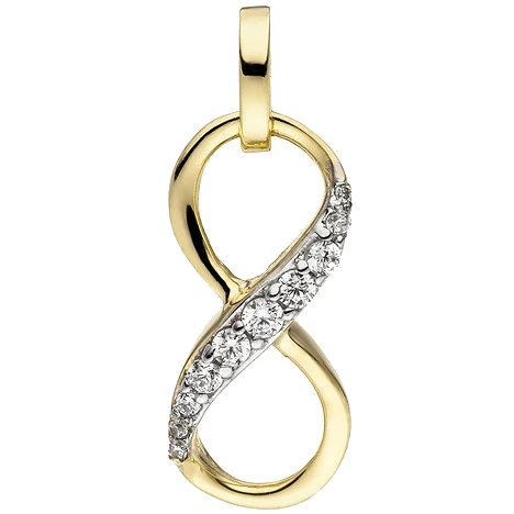 Anhänger Unendlichkeit 375 Gold Gelbgold 10 Zirkonia Goldanhänger