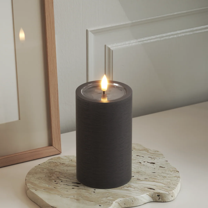 Unique LED-Blockkerzen D 7,5 x 12,5 cm Mokka