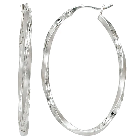 Creolen oval 925 Sterling Silber mattiert Ohrringe Silberohrringe Silbercreolen