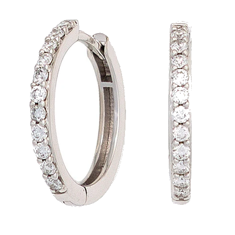 Creolen 585 Gold Weißgold 22 Diamanten Brillanten Ohrringe Diamantcreolen