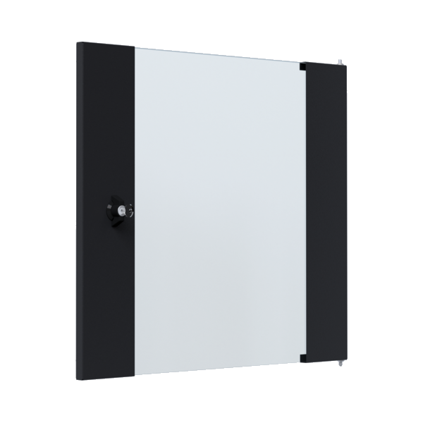Glastür für 19" X-Rack Wandgehäuse, 12HE schwarz RAL9005 3/3