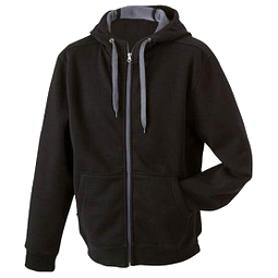 JAMES & NICHOLSON Unisex Jacke mit Kapuze, schwarz/grau, XL