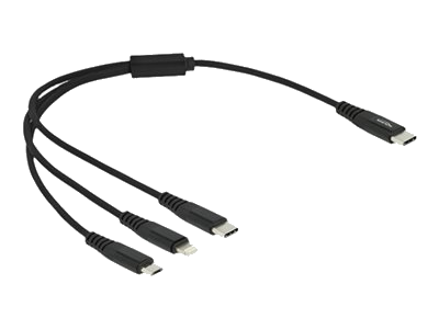 Delock USB Ladekabel 3 in 1 USB Type-C™ zu Lightning™ / Micro USB / USB Type-C™ 30 cm