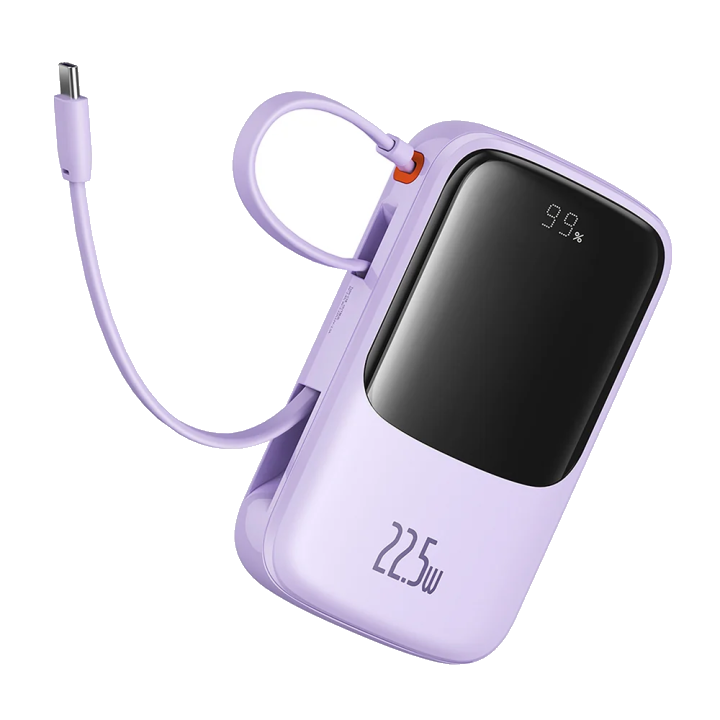 Externer Akku Baseus Qpow Pro+, 10000mAh, 22.5W, QC + PD, 1 x USB-A - 2 x USB-C, Lila P10067101513-00