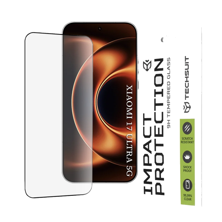 Displayschutzfolie Techsuit für Xiaomi 17 Ultra, gehärtetes Glas, Full Glue, 111D, Schwarz