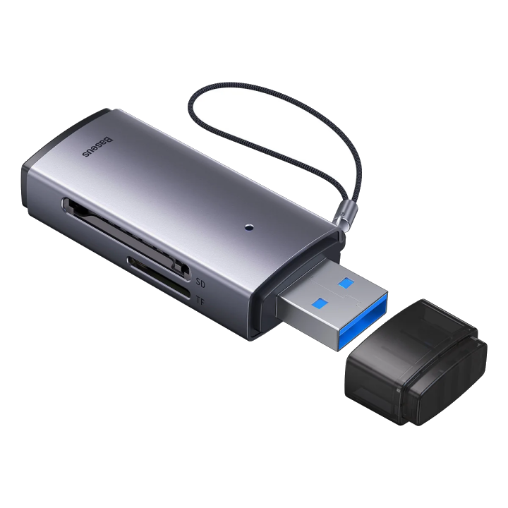 Baseus Lite-Serie USB-A auf SD/TF-Kartenleser grau