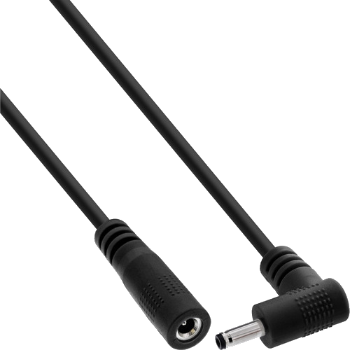 InLine® DC Verlängerungskabel, Winkelstecker, 3,5 x 1,35 mm, schwarz, 2 m