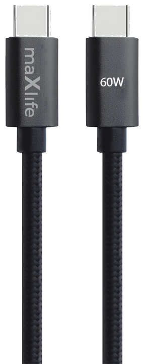USB-C Daten- und Ladekabel - USB-C MaXlife MXUC-12, 60W, 2m, Schwarz