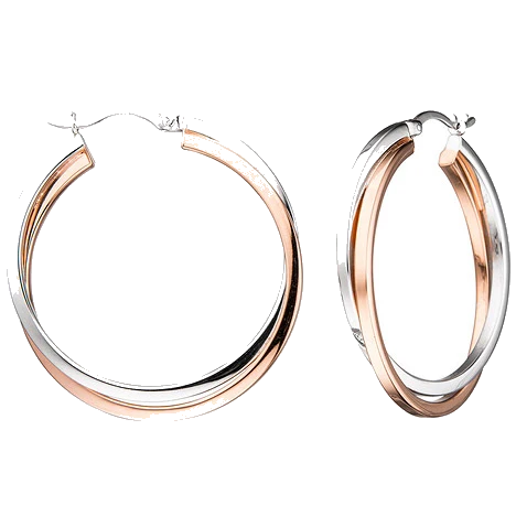 Creolen rund 925 Sterling Silber bicolor vergoldet Ohrringe