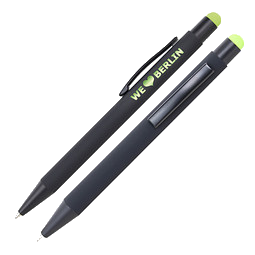 LANCE® Metall-Touch-Kugelschreiber Colour Line, schwarz/grün, farbige Glanzgravur in grün