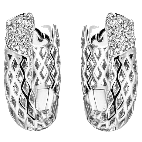 Creolen 925 Sterling Silber 32 Zirkonia Ohrringe Silbercreolen Silberohrringe