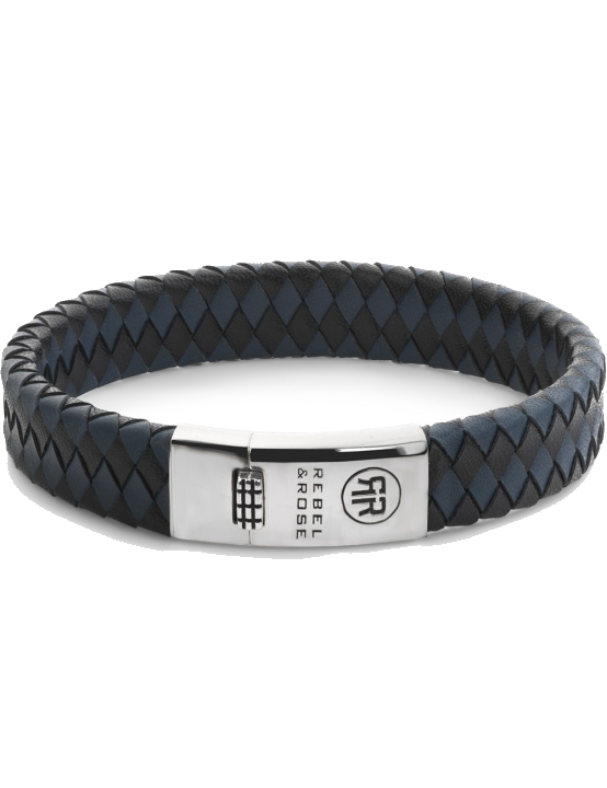 Rebel & Rose RR-L0177-S-L Armband Braided Flat 925 Black & Blue