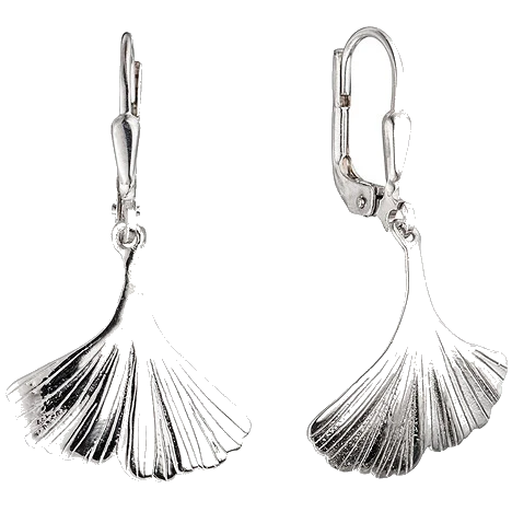Boutons Gingko Ginko 925 Sterling Silber rhodiniert Ohrringe Ohrhänger