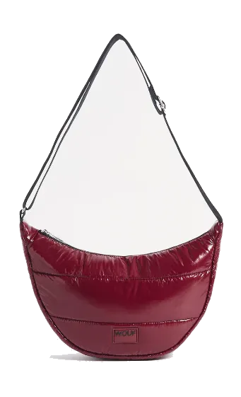 Wouf Quilted Collection Crossbody Bag -Glossy Burgundy