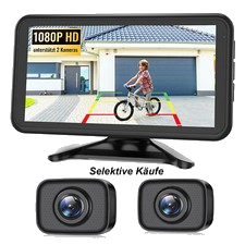 AUTO-VOX W12 Kabellos Rückfahrkamera 5" 1080P LCD Monitor +1/2X Autokamera Set