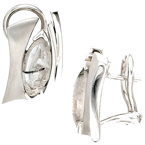 Ohrstecker 925 Sterling Silber rhodiniert mattiert 2 Turmalinquarze Ohrringe