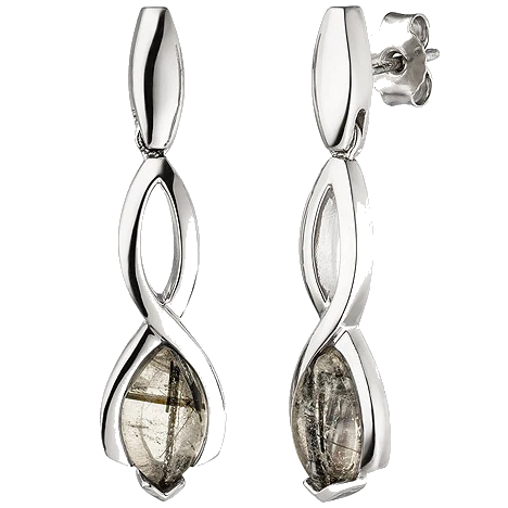 Ohrhänger 925 Sterling Silber 2 Turmalinquarze Ohrringe