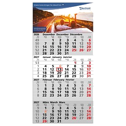 4-Monats-Wandkalender Quattro grau, B4 versandfähig, 2027