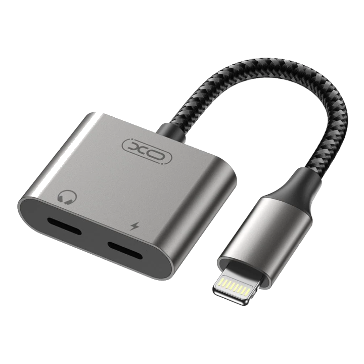 Audio-Adapter Lightning - 2 x Lightning XO Design NB-R258A, Grau