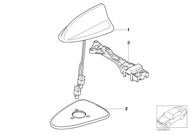 BMW Multibandtelefonantenne grundiert 84506916133 - Bildposition