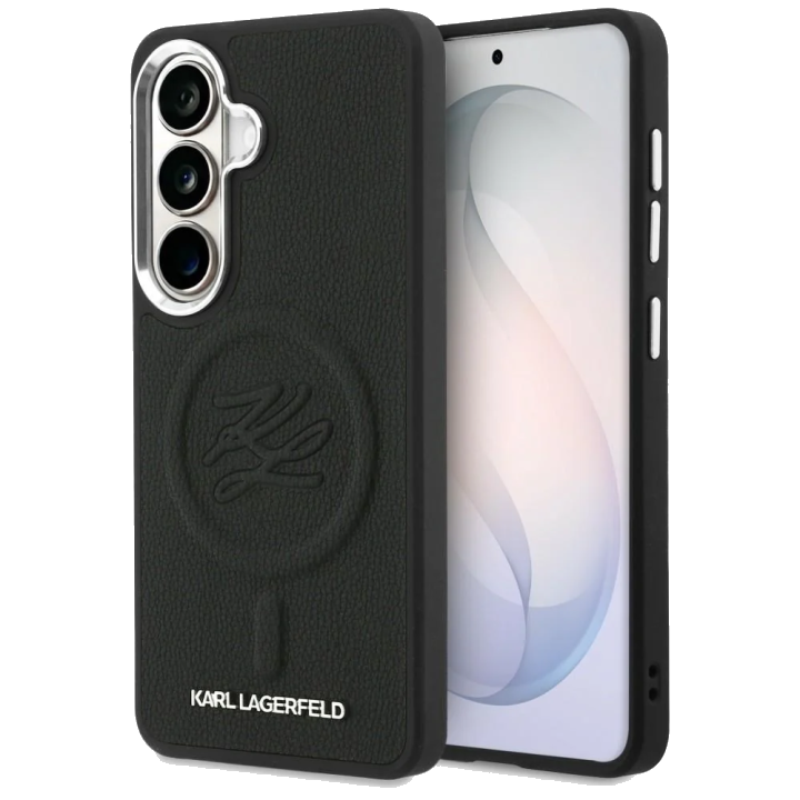 MagSafe Hülle für Samsung Galaxy S26 S942, Karl Lagerfeld, Initial Logo Debossed, Schwarz