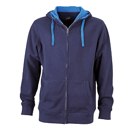 JAMES & NICHOLSON Unisex Sweat-Jacke mit Kapuze, dunkelblau, M