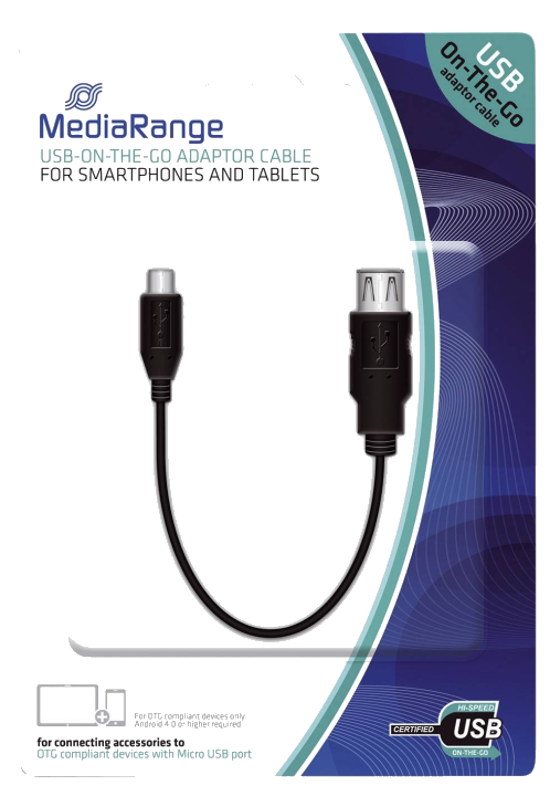 MediaRange USB 2.0 On-The-Go Adapterkabel 20cm schwarz