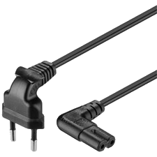 Netzkabel für Fernseher Euro-Stecker CEEE7/16 an Gerätekupplung IEC60320C7 90°