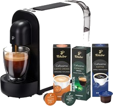 Tchibo Cafissimo NOW Kaffeemaschine Kapselmaschine inkl. 30 Kapseln weiß