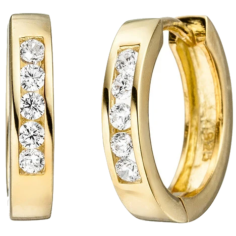 Creolen 925 Sterling Silber gold vergoldet 10 Zirkonia Ohrringe