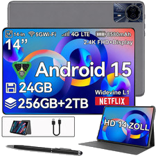 2026 14Zoll Tablet Android15 24GB +256GB Tablet 5G WiFi Pad 2SIM LTE Netflix Pad