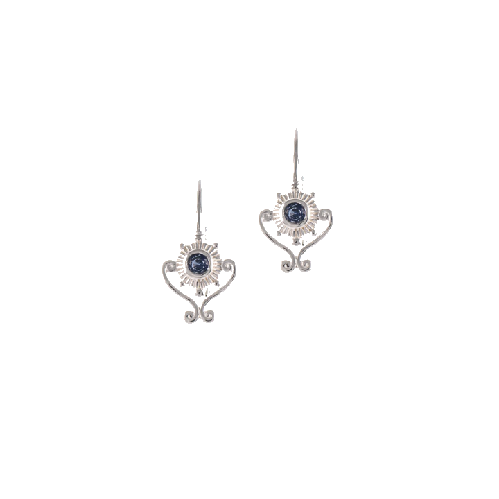 Ohrringe Bouton 925 Silber Zirkonia blau