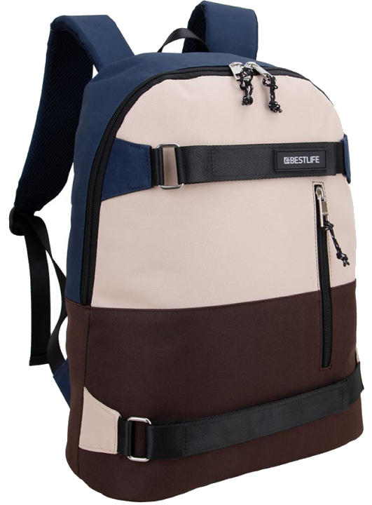BESTLIFE Urban Notebook-Rucksack COL SKATE, blau/beige/braun