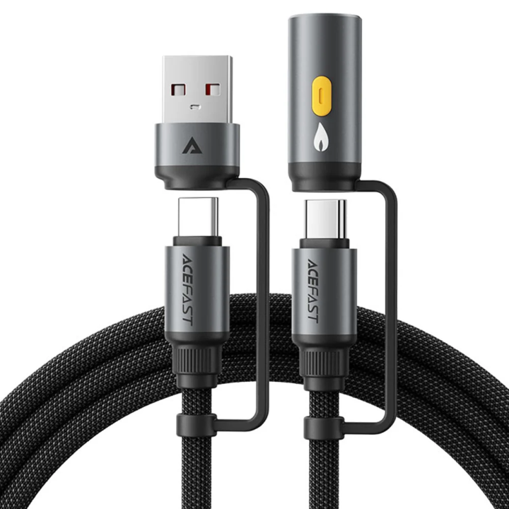 Daten- und Ladekabel USB-C / USB-A - USB-C / Elektrisches Feuerzeug Acefast J6, 60W, 1.2m, Schwarz