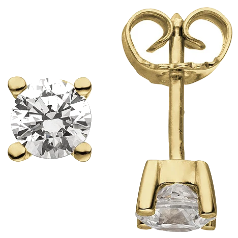 Ohrstecker 585 Gold Gelbgold 2 Diamanten Brillanten 1 00 ct. Ohrringe