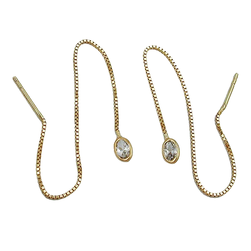 Ohrringe Durchzieher Kette m. Zirkonia Gold 375
