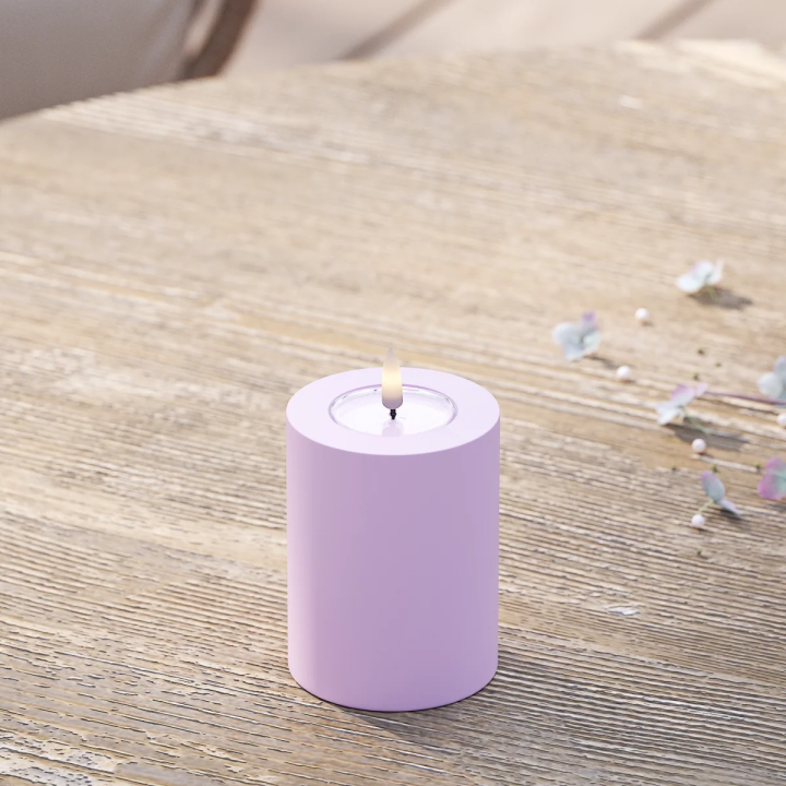 LED-Blockkerzen für den Außenbereich, Ø 7,5 x 10 cm, Lavendel