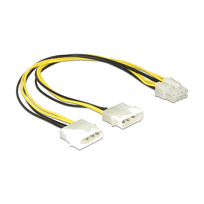 DELOCK Stromkabel Molex 2x4Pin -> EPS 8Pin St/St 30cm