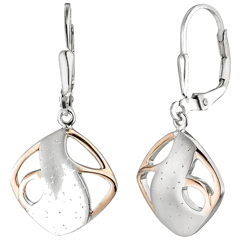 Ohrhänger 925 Sterling Silber bicolor vergoldet teil matt Ohrringe Boutons