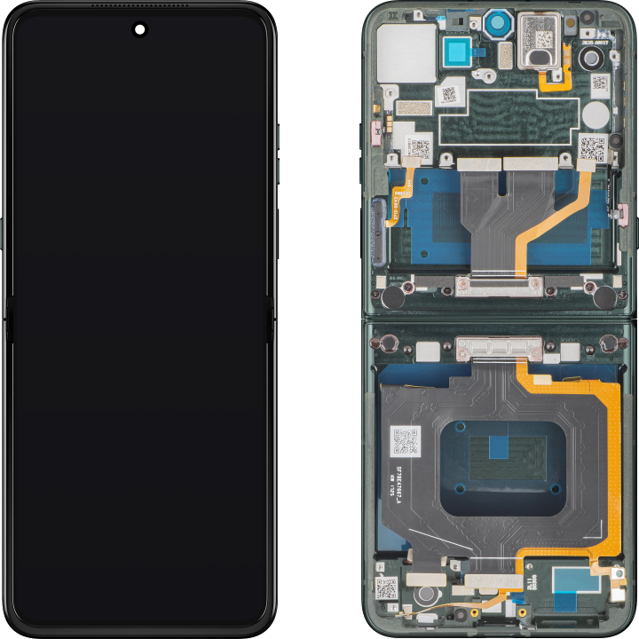 Display mit Touchscreen Motorola Razr 60 Ultra, mit Rahmen, Unter Inner, Grün (Pantone Scarab), Service Pack 5D68C30088