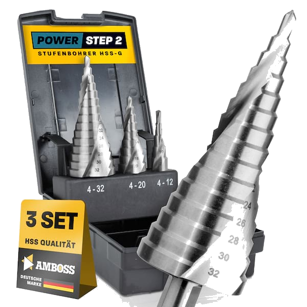 AMBOSS HSS-G Stufenbohrer Set 3-teilig 4-12. 4-20. 4-32mm 2schneider