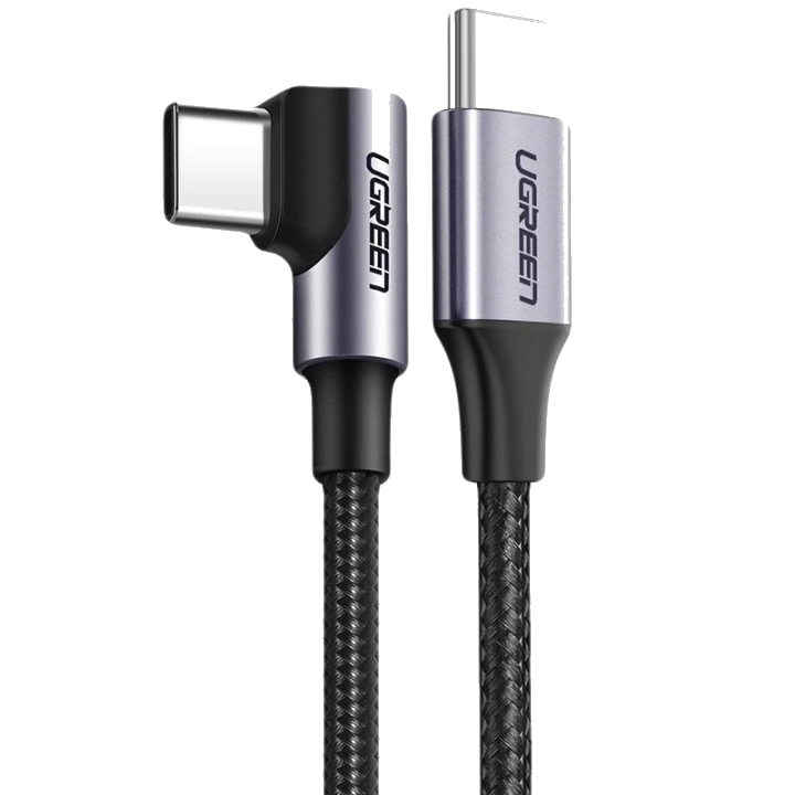 UGREEN US255 USB-C auf USB-C Kabel 60W 1m | 90 Grad | Grau | Nylon
