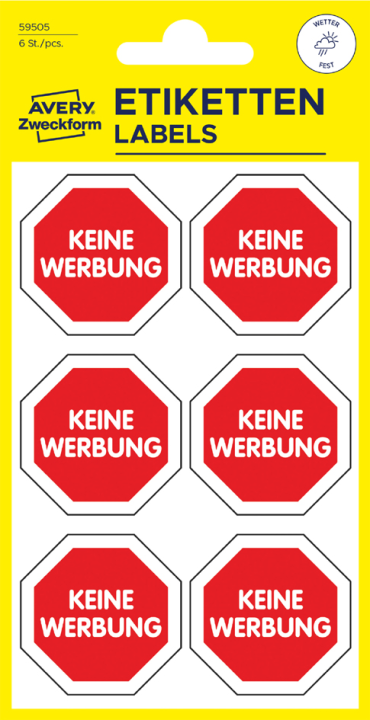 AVERY Zweckform Hinweisetikett , Keine Werbung,