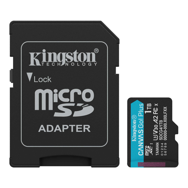 Kingston Technology 1TB microSDXC Canvas Go! Plus Gen4 200MB/s A2 U3 V30 kaart adapter (SDCG4/1TB)