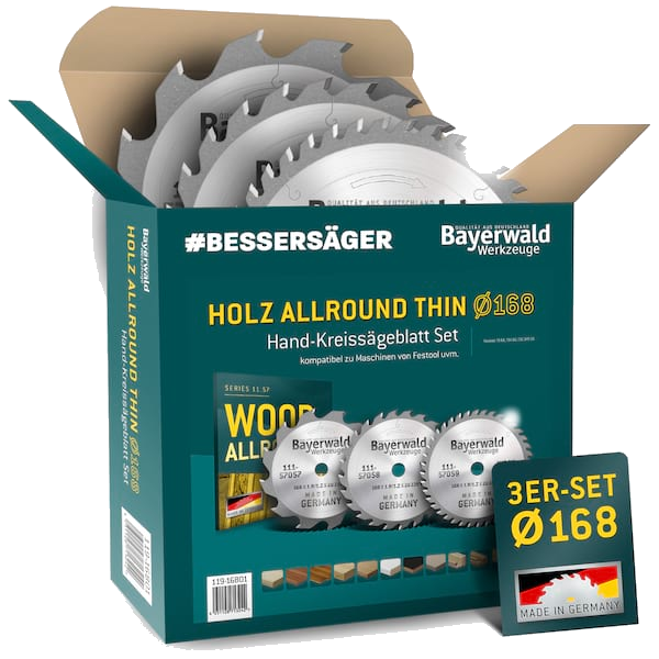 Bayerwald HOLZ ALLROUND Ø168 Akku-Handkreissägeblatt Set geeignet u.a. für Festool
