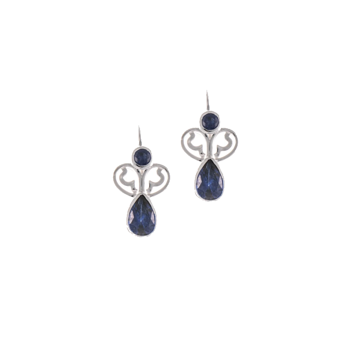 Ohrringe Bouton 925 Silber Zirkonia blau
