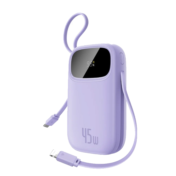 Externer Akku Baseus EnerFill FC31 Qpow 3, 10000mAh, 45W, QC + PD, 1 x Lightning - 1 x USB-A - 2 x USB-C, Lila E0028C02