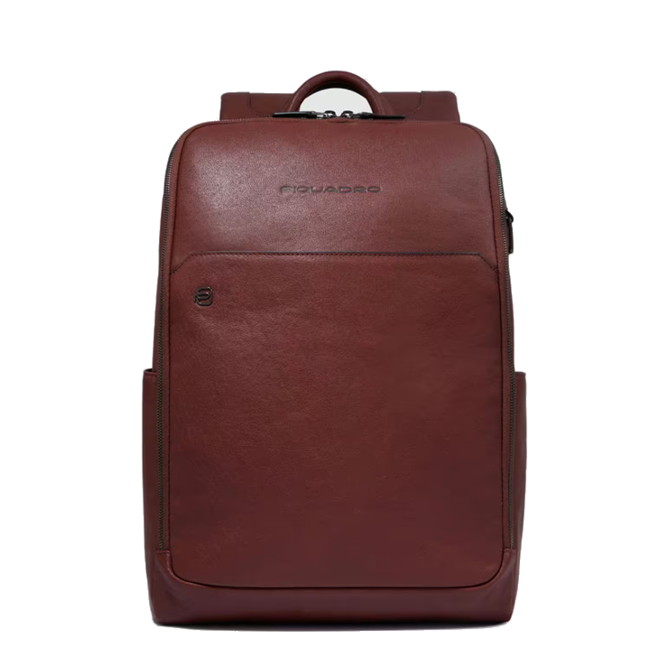 Piquadro Black Square Leder-Laptop-Rucksack 14" Tabak