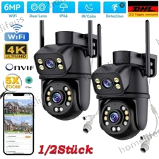 360°4K HD FUNK WLAN WIFI IP NETZWERK CAMERA Outdoor AUßEN ÜBERWACHUNGSKAMERA 6MP